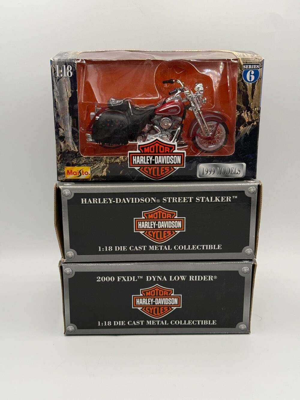Harley Davidson 1:18 Diecast Motorcycle Lot of 3 Maisto Avon NOS Boxed